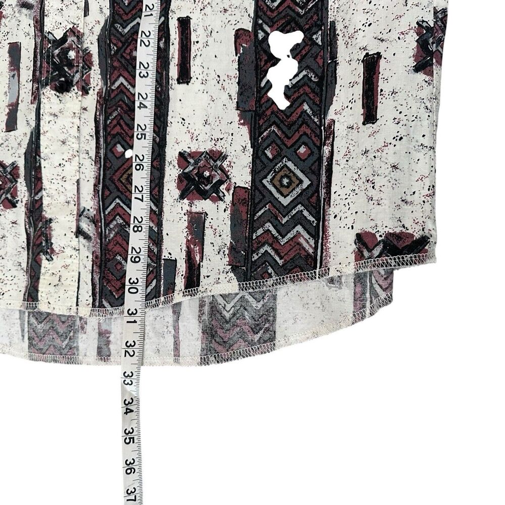 Vtg Wrangler Western Shirt Aztec X-Long Tails Long Sleeve Band Collar 17-1/2x35 - Picture 4 of 10